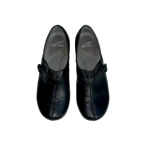 Dansko Women's Solstice Black Leather Slip-Resistant Clog Shoes - Picture 5 of 8